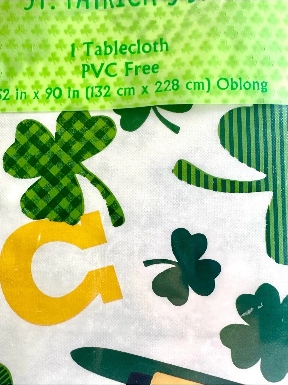 St. Patrick Green and Gold Shamrock Tablecloth by St. Patrick